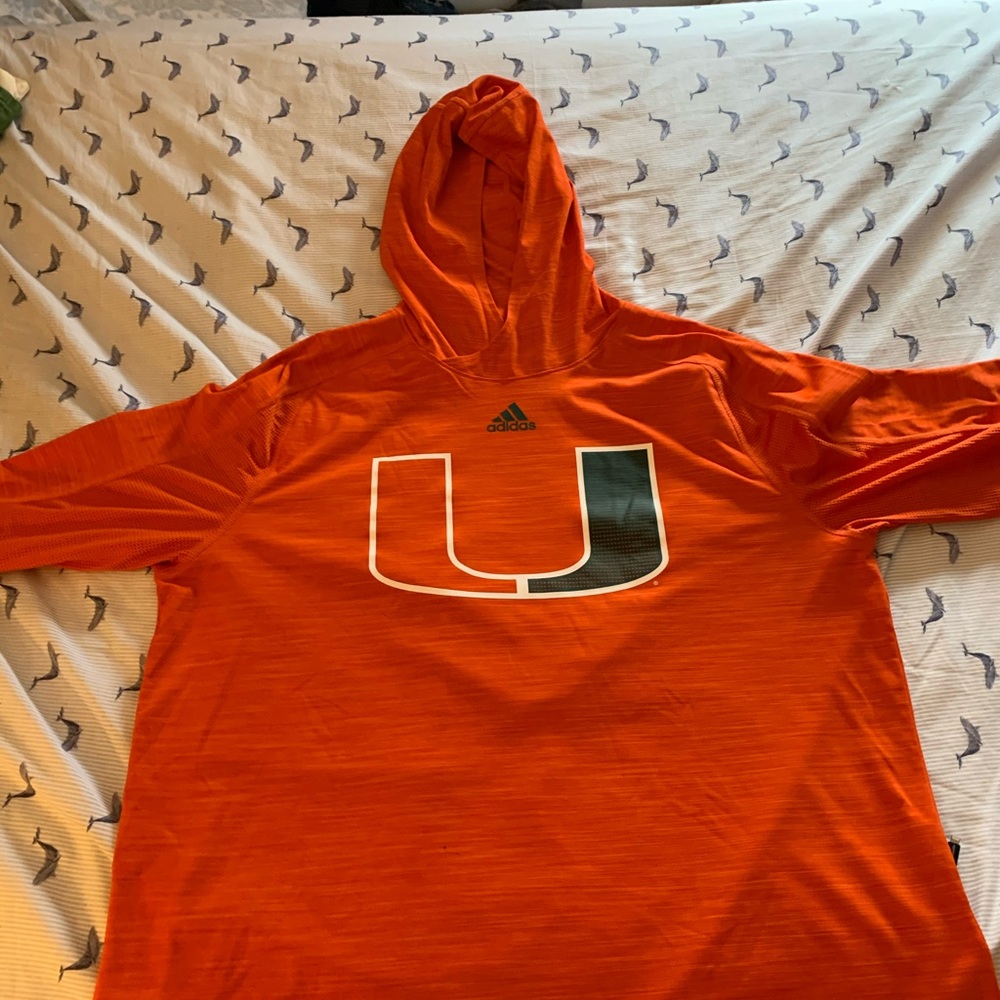 long sleeve university of Miami t-shirt jacket.